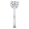 4 Carat Oval Shape Lab Grown Diamond Three Stone Engagement Ring In 14K White Gold Image-4