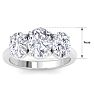4 Carat Oval Shape Lab Grown Diamond Three Stone Engagement Ring In 14K White Gold Image-5