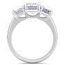 4 Carat Emerald Cut Lab Grown Diamond Three Stone Engagement Ring In 14K White Gold Image-3