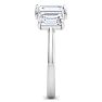 4 Carat Emerald Cut Lab Grown Diamond Three Stone Engagement Ring In 14K White Gold Image-4