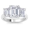 5 Carat Emerald Cut Lab Grown Diamond Three Stone Engagement Ring In 14K White Gold Image-1