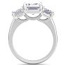 5 Carat Emerald Cut Lab Grown Diamond Three Stone Engagement Ring In 14K White Gold Image-3