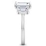 5 Carat Emerald Cut Lab Grown Diamond Three Stone Engagement Ring In 14K White Gold Image-4