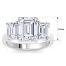 5 Carat Emerald Cut Lab Grown Diamond Three Stone Engagement Ring In 14K White Gold Image-5