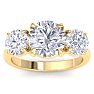 5 Carat Round Lab Grown Diamond Three Stone Engagement Ring In 14K Yellow Gold Image-1