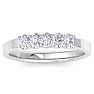 1/2 Carat Oval Shape Lab Grown Diamond Five Stone Engagement Ring In 14K White Gold Image-1