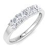 1/2 Carat Oval Shape Lab Grown Diamond Five Stone Engagement Ring In 14K White Gold Image-2