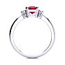 Ruby Ring: 2 1/2 Carat Octagon Shape Created Ruby and Diamond Ring In Sterling Silver Image-3