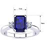 Sapphire Ring: 2 1/2 Carat Octagon Shape Created Sapphire and Diamond Ring In Sterling Silver Image-5