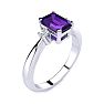 Amethyst Ring: 2 1/2 Carat Octagon Shape Amethyst and Diamond Ring In Sterling Silver Image-2
