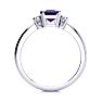 Amethyst Ring: 2 1/2 Carat Octagon Shape Amethyst and Diamond Ring In Sterling Silver Image-3
