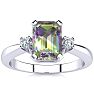 Mystic Topaz Ring: 2 1/2 Carat Octagon Shape Mystic Topaz and Diamond Ring In Sterling Silver Image-1