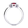 Garnet Ring: 2 1/2 Carat Octagon Shape Garnet and Diamond Ring In Sterling Silver Image-3