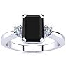 Black Onyx Ring: 2 1/2 Carat Octagon Shape Black Onyx and Diamond Ring In Sterling Silver Image-1