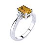 Citrine Ring: 2 1/2 Carat Octagon Shape Citrine and Diamond Ring In Sterling Silver Image-2