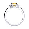 Citrine Ring: 2 1/2 Carat Octagon Shape Citrine and Diamond Ring In Sterling Silver Image-3