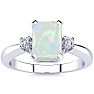 Opal Ring: 2 1/2 Carat Octagon Shape Created Opal and Diamond Ring In Sterling Silver Image-1