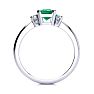 Emerald Ring: 2 1/2 Carat Octagon Shape Created Emerald and Diamond Ring In Sterling Silver Image-3