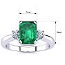 Emerald Ring: 2 1/2 Carat Octagon Shape Created Emerald and Diamond Ring In Sterling Silver Image-5