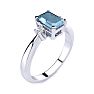 Aquamarine Ring: 2 1/2 Carat Octagon Shape Aquamarine and Diamond Ring In Sterling Silver Image-2