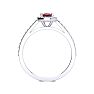 Ruby Ring: 1 Carat Oval Shape Created Ruby and Halo Diamond Ring In Sterling Silver Image-3
