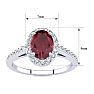 Ruby Ring: 1 Carat Oval Shape Created Ruby and Halo Diamond Ring In Sterling Silver Image-5