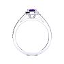 Amethyst Ring: 1 Carat Oval Shape Amethyst and Halo Diamond Ring In Sterling Silver Image-3