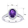 Amethyst Ring: 1 Carat Oval Shape Amethyst and Halo Diamond Ring In Sterling Silver Image-5