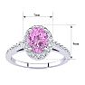 Pink Sapphire Ring: 1 Carat Oval Shape Created Pink Sapphire and Halo Diamond Ring In Sterling Silver Image-5