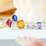 Sapphire Ring: 1 1/2 Carat Oval Shape Created Sapphire and Halo Diamond Ring In Sterling Silver Image-8