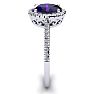 Amethyst Ring: 1 1/2 Carat Oval Shape Amethyst and Halo Diamond Ring In Sterling Silver Image-4