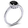 Black Onyx Ring: 1 1/2 Carat Oval Shape Black Onyx and Halo Diamond Ring In Sterling Silver Image-2