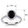 Black Onyx Ring: 1 1/2 Carat Oval Shape Black Onyx and Halo Diamond Ring In Sterling Silver Image-5