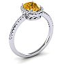 Citrine Ring: 1 1/2 Carat Oval Shape Citrine and Halo Diamond Ring In Sterling Silver Image-2