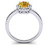 Citrine Ring: 1 1/2 Carat Oval Shape Citrine and Halo Diamond Ring In Sterling Silver Image-3