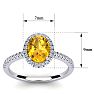 Citrine Ring: 1 1/2 Carat Oval Shape Citrine and Halo Diamond Ring In Sterling Silver Image-5