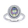 Mystic Topaz Ring: 1 1/2 Carat Oval Shape Mystic Topaz and Double Halo Diamond Ring In Sterling Silver Image-1