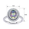 Mystic Topaz Ring: 1 1/2 Carat Oval Shape Mystic Topaz and Double Halo Diamond Ring In Sterling Silver Image-4