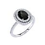 Black Onyx Ring: 1 1/2 Carat Oval Shape Black Onyx and Double Halo Diamond Ring In Sterling Silver Image-2