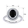 Black Onyx Ring: 1 1/2 Carat Oval Shape Black Onyx and Double Halo Diamond Ring In Sterling Silver Image-4
