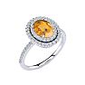 Citrine Ring: 1 1/2 Carat Oval Shape Citrine and Double Halo Diamond Ring In Sterling Silver Image-2