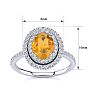 Citrine Ring: 1 1/2 Carat Oval Shape Citrine and Double Halo Diamond Ring In Sterling Silver Image-4