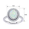 Opal Ring: 1 1/2 Carat Oval Shape Created Opal and Double Halo Diamond Ring In Sterling Silver Image-4