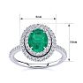 Emerald Ring: 1 1/2 Carat Oval Shape Created Emerald and Double Halo Diamond Ring In Sterling Silver Image-4