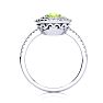 Peridot Ring: 1 1/2 Carat Oval Shape Peridot and Double Halo Diamond Ring In Sterling Silver Image-3