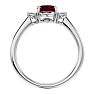 Ruby Ring: 1 1/3 Carat Oval Shape Created Ruby and Two Diamond Ring In Sterling Silver Image-3