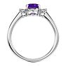 Amethyst Ring: 1 1/3 Carat Oval Shape Amethyst and Two Diamond Ring In Sterling Silver Image-3