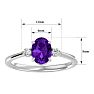 Amethyst Ring: 1 1/3 Carat Oval Shape Amethyst and Two Diamond Ring In Sterling Silver Image-5