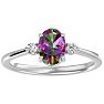 Mystic Topaz Ring: 1 1/3 Carat Oval Shape Mystic Topaz and Two Diamond Ring In Sterling Silver Image-1