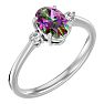 Mystic Topaz Ring: 1 1/3 Carat Oval Shape Mystic Topaz and Two Diamond Ring In Sterling Silver Image-2